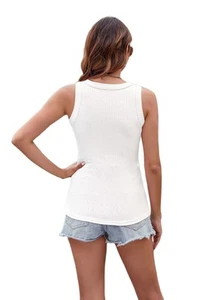 Womens Ladies Ribbed Thick Strap Racerback Tight Slim Fitted Sporty Workout3835 - Picture 1 of 58