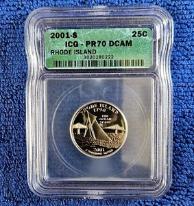 2001-S Silver Proof Rhode Island Quarter ICG PR70 DCAM - Picture 1 of 2
