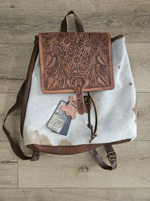 NWT New American Darling Cowhide Tooled Leather Detail Backpack Bohomian Boho  - Image 1 of 4