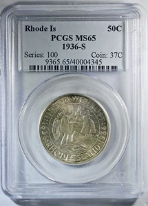 1936-S  Rhode Island  Commemorative Half Dollar PCGS MS-65 - Mint State 65 - Picture 1 of 4