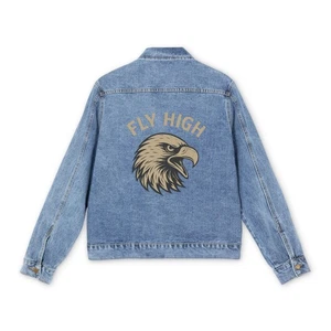 Embroidered Denim Jacket, Casual Men's Outerwear, Street Style, Perfect Gift, - Picture 1 of 5