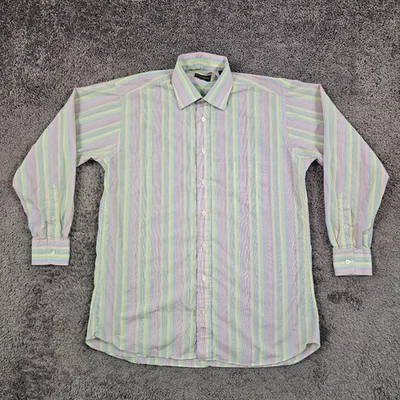 VINTAGE Gitman Bros Shirt Mens Medium M Blue Stripe Colorful Long Sleeve USA - Image 1 of 4