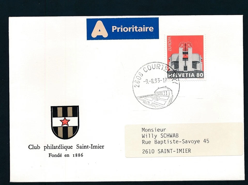 D466587 Suiza Cubierta Club Filatélico Saint Imier 1993 Foto 1 de 1