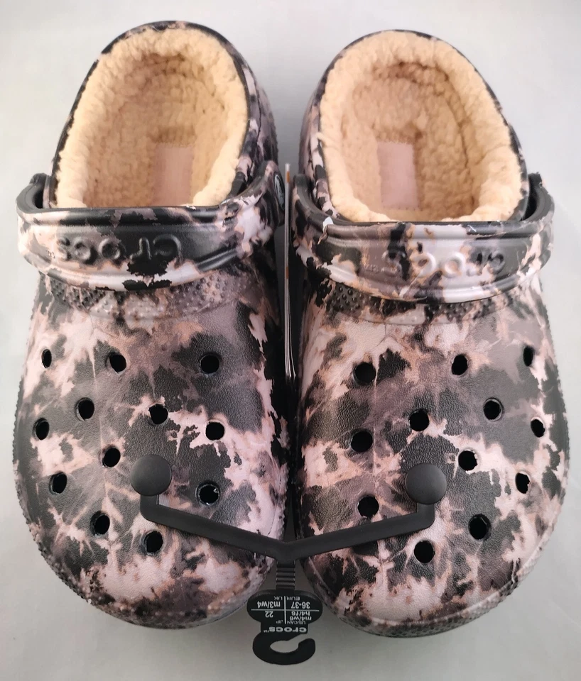 Crocs Classic Sherpa Lined Bleach Dye Women's 6 Clogs