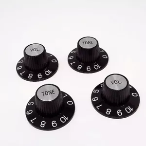 Perillas de control sombrero de bruja negro True Custom Shop® con inserciones plateadas para Gibson - Imagen 1 de 3