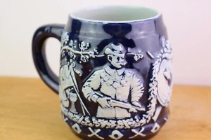 German Mug Cobalt Blue Hunter Relief Embossed 1412 Marked - Bild 1 von 9