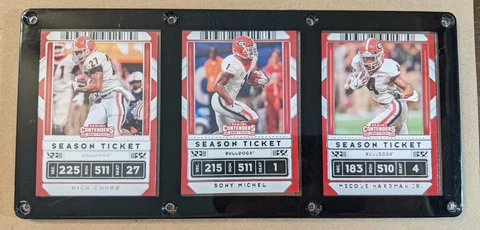 GEORGIA BULLDOGS 3 CARD PLAQUE NICK CHUBB SONY MICHEL MECOLE HARDMAN JR Cover