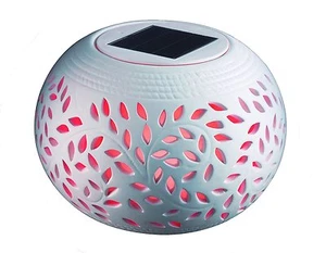 Set of (4) Solar Ceramic Patio Garden Table Lamp w/ 7-Color Changing LED Light - Picture 1 of 9