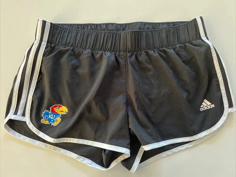 Kansas Jayhawks Womens Shorts Medium Adidas Black White Running NCAA College Gym Cover