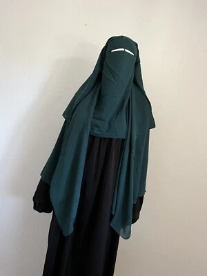 3 capas nariz cuerda niqab, Khimar Jilbab niqab bufanda larga hiyab،نقاب،حجاب،جلباب Foto 1 de 3
