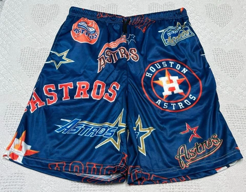 HOUSTON ASTROS Beach Shorts Men's M Medium Logos Mesh Lining Pockets NWOT Cover