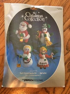 New Vintage Paragon SANTA & FRIENDS Christmas Felt Ornaments Kit #6122 Snowman - Picture 1 of 7