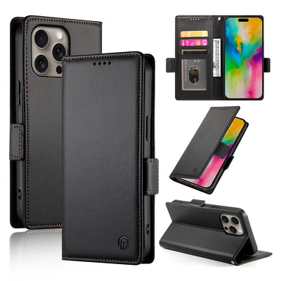 Luxury Leather Card Wallet Case For iPhone 16 15 ProMax 14/13/12 Kickstand Cover - Image 1 of 4