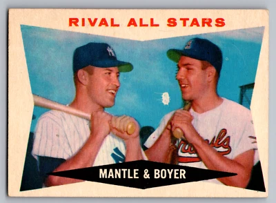 1960 Topps #160 Mickey Mantle Yankees y Ken Boyer Cardinals Foto 1 de 3