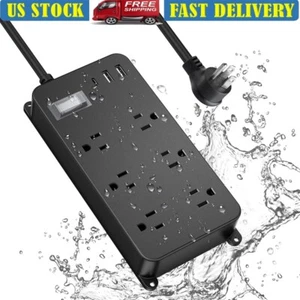 Wetterfeste Außensteckdosenleiste 6 Steckdosen USB C 10 Fuß Verlängerungskabel - Bild 1 von 7