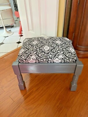 Винтажный. Красное дерево серый резной ноги рамка Османский табурет для ног - изящный - Изображение 1 из 4