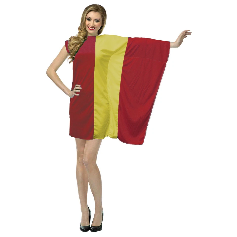 TDD Damen Spanien Nationalflagge Kleid patriotische Unterstützer Kostüm [2 Größen]