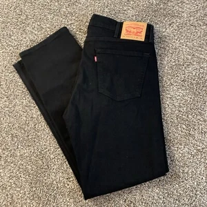 Levi's 506 Straight Leg Jeans Mens 38 x 34 Black Dark Wash Stretch Denim EUC - Picture 1 of 12