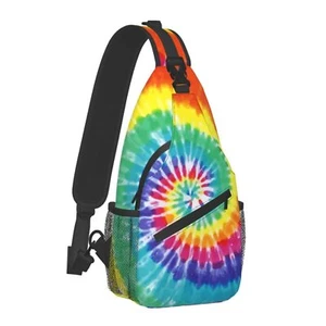 Rainbow Tie Dye Sling Bag Men Women Crossbody Chest Backpack Travel Hiking - Picture 1 of 5