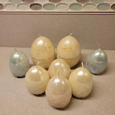 Velas Iluminaciones Marca: Velas Brillo en Forma de Huevo de Pascua / Lote de 8 LEER Foto 1 de 4