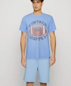 Vintage Supply 1991 American Football Print Blue T-shirt Vintage style Size M - Picture 1 of 5