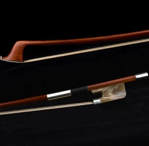 French Style Pro Master Pernambuco Double Bass Bow 3/4 White OX-Horn Frog Silver - Bild 1 von 18
