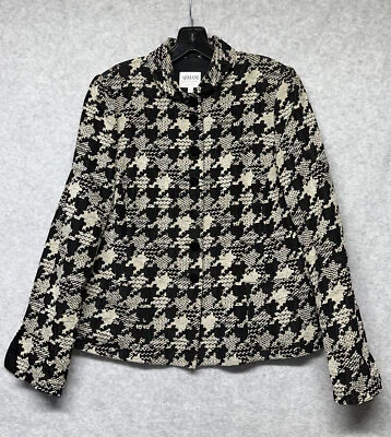 CHAQUETA BOUCLE ARMANI COLLEZIONI NEGRA Y TOSTADA 10 Abrigo Camisa Manga Geométrica Abertura Foto 1 de 4