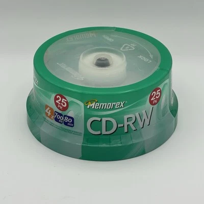 Memorex CD-RW 25 包 可录制 可重写 80 分钟 700 MB 4x 多速 - 全新 — 第 1/4 张图片