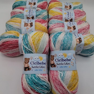 Cicibebe Sweetie Double Knitting Crochet Yarn 10X100g Balls - As Pictured S103 - Image 1 of 4