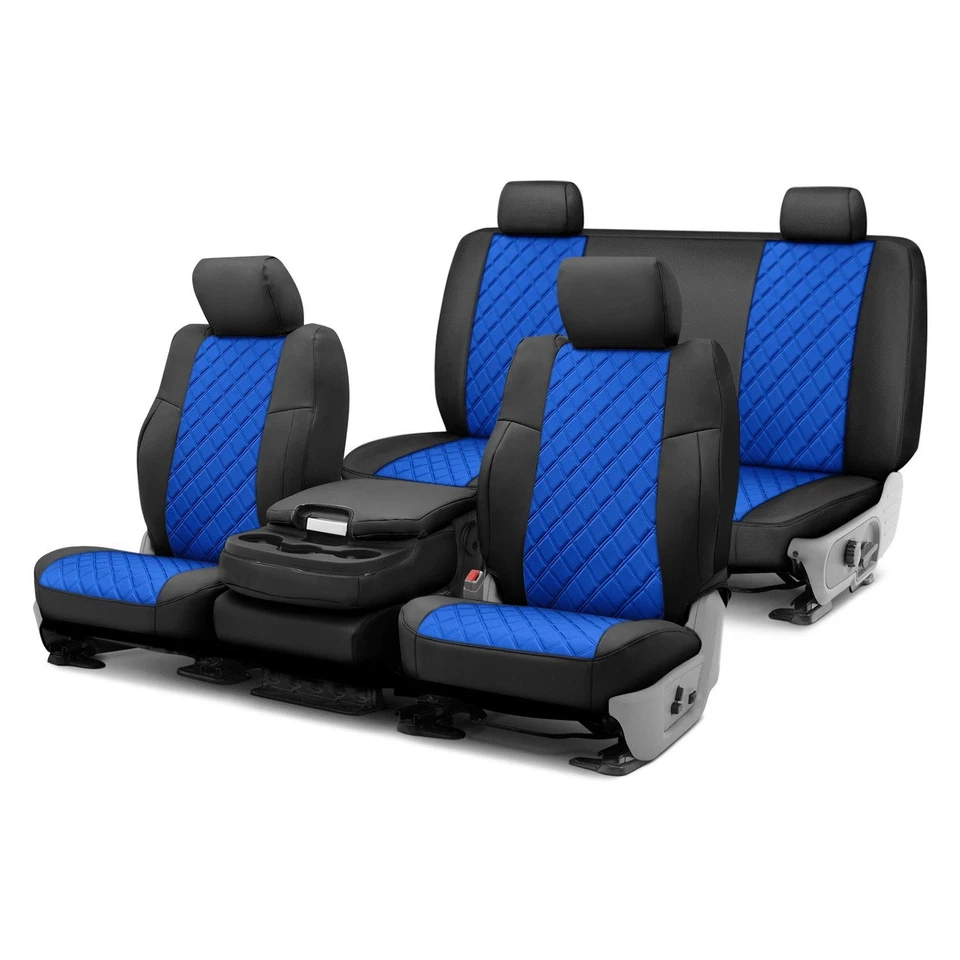 For Toyota Sienna 11-20 Neoprene 1st & 2nd Row Black & Blue Custom Seat Covers Foto 1 de 1