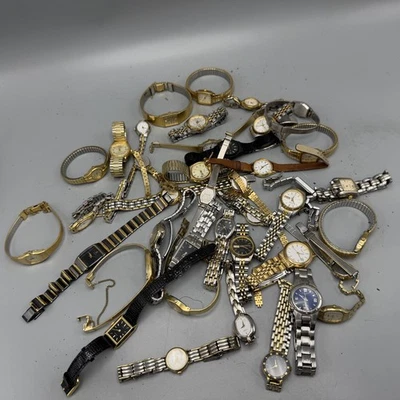 Lote de relojes Pulsar para mujer 30plus plata oro esfera azul fecha día 2 lb 8 oz vintage Foto 1 de 4