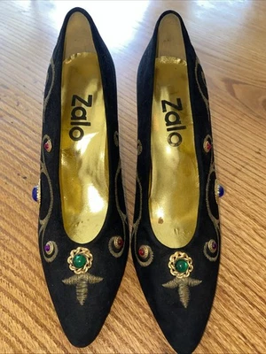 Zapatos de salón Zalo estrás terciopelo negro talla 9 Foto 1 de 3
