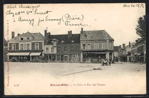 CPA Aix-en-Othe, La Place et Rue des Vannes - Picture 1 of 2