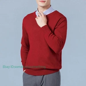 Suéter para Hombres Cuello en V Cálido Top Invierno Cachemira Prendas exteriores Informal Cómodo Suelto Jersey - Imagen 1 de 41