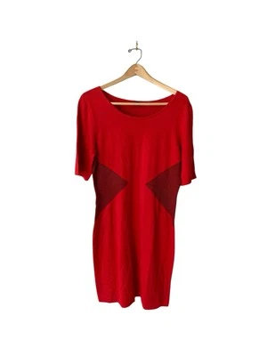 NWT New Women Worthington Red Black Sweater Dress Sz XL Short Sleeve Body Con Y2 - Image 1 of 4