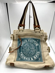 echt Louis Vuitton M95114 Handschuh Shopper MM Cruise Line Beuteltasche Tasche blau natur 913 - Bild 1 von 19