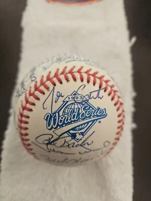 1993 WORLD SERIES BASEBALL AUTOGRAPH SIGNED BY 36 CARTER ALOMAR LEITER PSA - Image 1 of 4