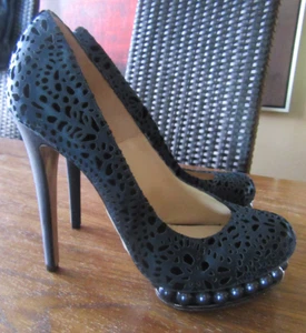 Nicholas Kirkwood Navy/Black Satin Navy Faux Pearl Platform Pumps Size 39.5, 9.5 - Picture 1 of 7