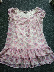 Dunnes Summer top size 12/EUR 40 pink white printed flower used good cond - Picture 1 of 5