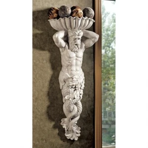 Estatua de pared del dios del mar Poseidón de la Atlántida escultura occidental/decoración de la pared adorno Inte - Imagen 1 de 6