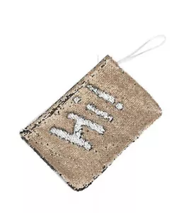 2-Way Flip Sequin Wet/Dry Bag gold/White Water Resistant Beach Bag Pouch Purse - Picture 1 of 4