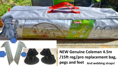 NUOVA borsa di ricambio Coleman XL Event Shelter 4,5 m/15 piedi 110 x 25 x 25 cm PEGS e PIEDI