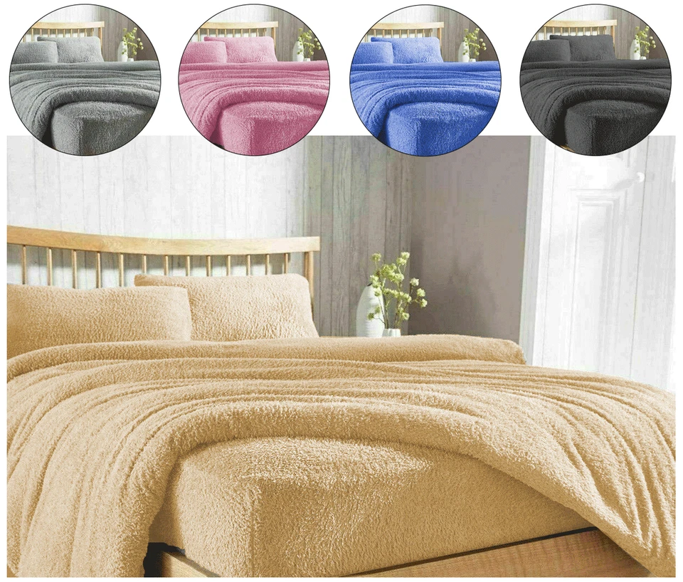 Extra Deep Teddy Fleece Fitted Sheet Cosy Warm Luxury Bed Sheets Double King Siz - Image 1 of 4