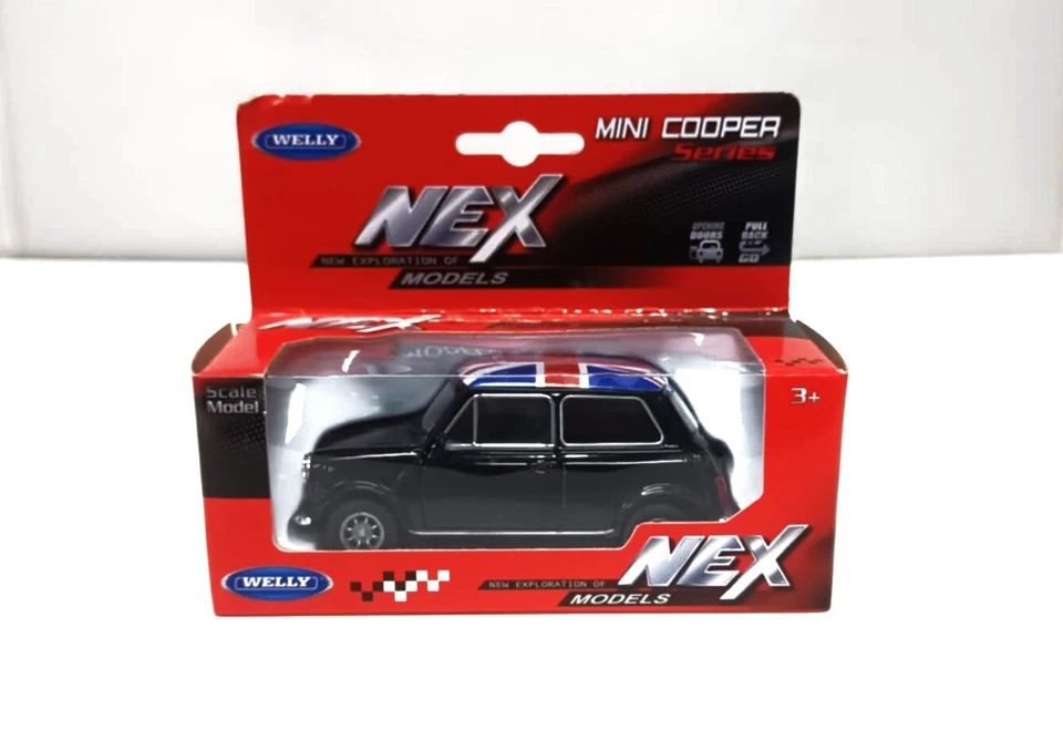 Mini Cooper 1300 Nero Black Welly 1:36 Nuovo 1/36 - Immagine 1 di 3