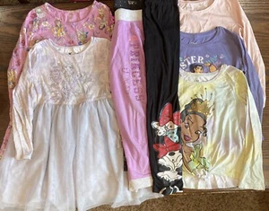 Girls Size 5 Huge Fall Winter Clothing Lot Disney Princesses Dresses Pants Tops - Picture 1 of 24