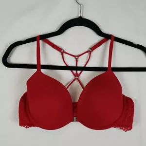 Gilly Hicks Hollister Damen BH 36B leicht gefüttert Plunge kräftig rot Träger Rücken - Bild 1 von 10
