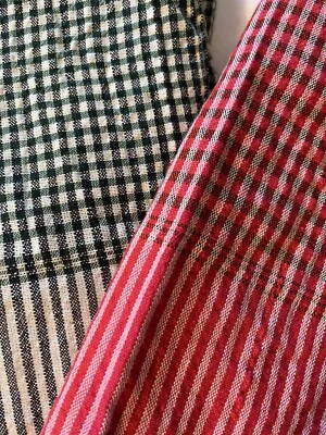 2 bufandas Krama de algodón - 14" x 50", blanco y negro con verde; rojo y blanco con negro Foto 1 de 4