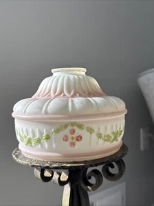 Antique Vintage Embossed Satin Painted Glass Standing Lamp Shade 2 1/4” Fitter - Picture 1 of 19