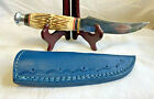 Solingen Japan Fixed Blade Knife w/ Blue Sheath Camping Fishing Survival Hunting