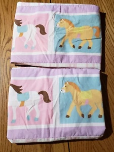 Pink & White Stripes w/ Horses Pillow Shams 20" X 26" Home Trends Pony Girl - Picture 1 of 5